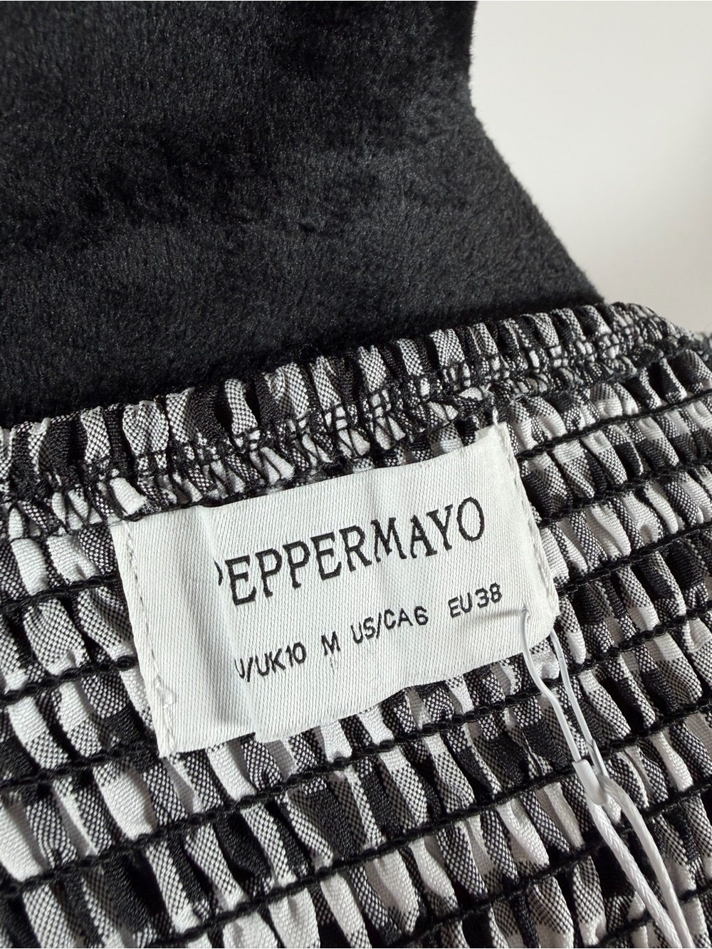 NWT PepperMayo Black White Gingham Smocked Mini Skirt Size 6 - Picture 7 of 9